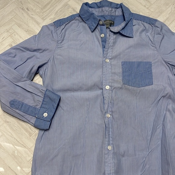 Bonpoint blue striped button down shirt, size 4 - Picture 3 of 4